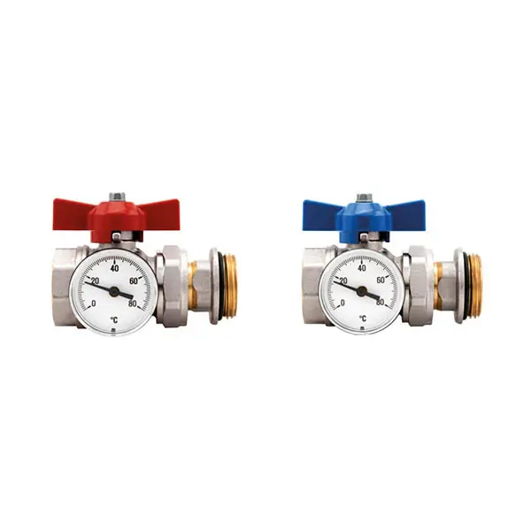 Fri frakt Rak kulventil set (2st) m. termometer R25