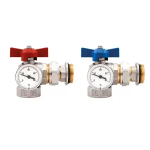 Begränsat antal Vinklad kulventil set (2st) med termometer R25