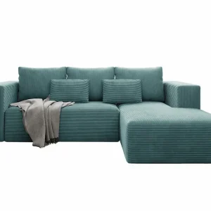 Utförsäljning Listowel 3-sits Hörnbäddsoffa Turquoise - Möbler