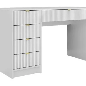 Novaj Sminkbord Med förvaring 55 cm djup 120 cm bred Vit / Mässing Handtag - Möbler Rabatt