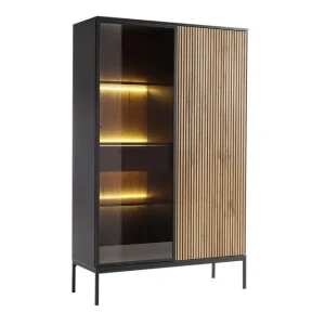 Sänkt pris Scandinavian Choice Klinkerville Vitrinskåp Glasdörr med Belysning 39 cm djup 10 cm Svart Trä / Brun / Ribbad - Förvaring