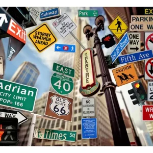 Billigare FOTOTAPET New York Signposts 300x231 - Inredning & dekor