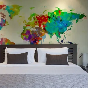 Begränsat antal Fototapet Paint Splashes Map Of The World 200x154 - Inredning & dekor