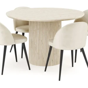 Concept 55 Kopparbo Matgrupp 120 cm Rund med 4 Valeri Sammetsstolar Travetin - Möbler Beställ idag