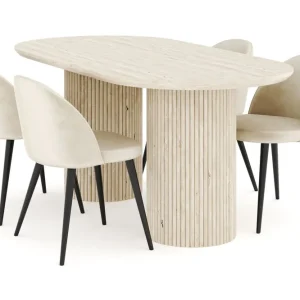 Endast idag Concept 55 Kopparbo Matgrupp 180 cm Oval med 4 Valeri Sammetsstolar Travetin - Möbler