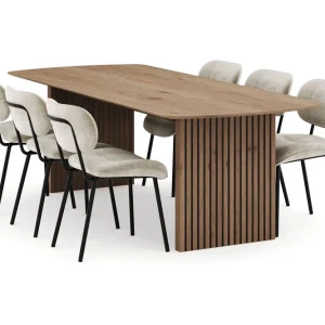 Endast idag Bark Richeto Matgrupp 240 cm med 6 Cyana Matstolar Naturlig finish - Möbler