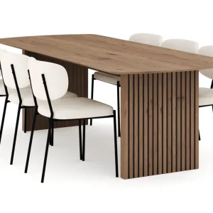 Endast denna vecka Bark Richeto Matgrupp 240 cm med 6 Gemmiano Matstolar Naturlig finish - Möbler