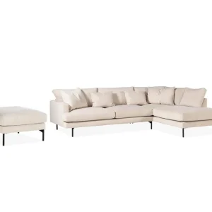 Endast idag Scandi Days Menard 4-sits Högervänd L-formad Schäslongsoffa + Fotpall i Manchester Beige - Möbler