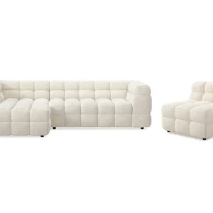 Erbjudande Andrarum Elise Bubblig Soffgrupp 4-sits Divansoffa Vänster + Fåtölj Beige - Möbler