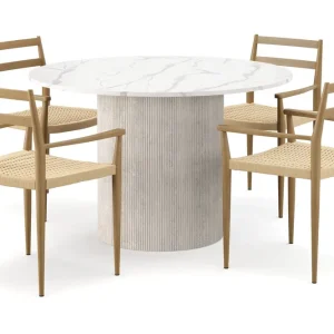 Scandinavian Choice Uppveda Matbord 120 cm Rund med 4 st Jamna Karmstolar Vit - Möbler Säker betalning
