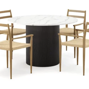Scandinavian Choice Uppveda Matbord 120 cm Rund med 4 st Jamna Karmstolar Svart/Vit - Möbler Säker betalning