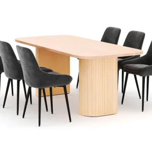 Scandinavian Choice Kopparbo Matgrupp 200x90cm med 6 Alsarp Matstolar Natural - Möbler Premium