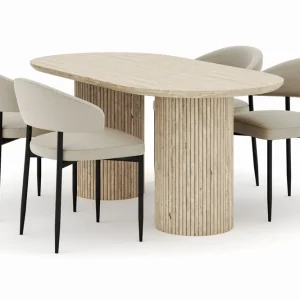Nedsatt pris Andrarum Uppveda Ovalt Matbord 180x90 cm med 4 Sawako Stolar Beige - Möbler