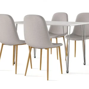 Scandinavian Choice Kronblom Matbord 120 cm + 4 st Nibe stol grå med ek ben Vit/Grå - Möbler Snabb leverans