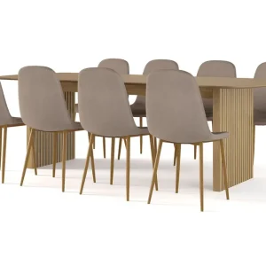 Sista chansen Bark Richeto Matbord 240 cm ek + 8 st Nibe stol brun med ek ben Natur/Brun - Möbler