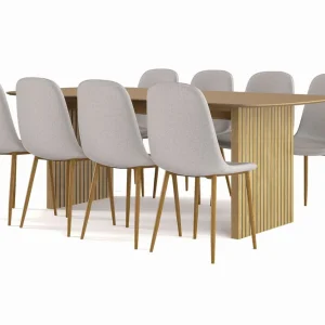 Bark Richeto Matbord 210 cm ek + 8 st Nibe stol grå med ek ben Natur/Grå - Möbler Bästa pris