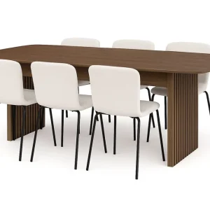 Bark Richeto Matbord 240 cm med 6 Katy Matstolar Rökt ek / Vit Bouclé - Möbler Trygg betalning