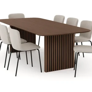 Bark Richeto Matbord 240 cm med 8 Katy Matstolar Rökt ek / Greige Bouclé - Möbler Fri frakt