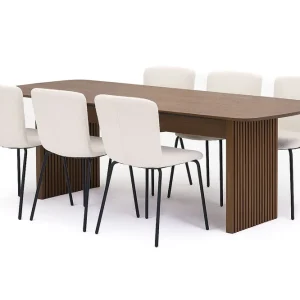 Reapris Bark Richeto Matbord 210 cm med 4 Katy Matstolar Rökt ek / Vit Bouclé - Möbler