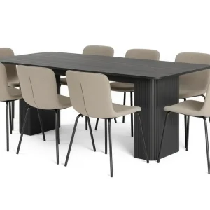Erbjudandepris Bark Kopparbo Matbord 200-260 cm Förlängningsbart med 8 Katy Matstolar Svart / Greige Bouclé / Metallben Svart - Möbler