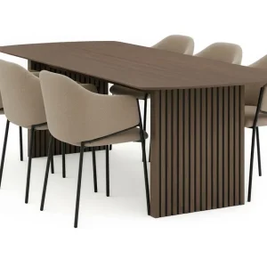 Bark Richeto Matbord 240 cm med 6 Filip Matstolar Rökt ek / Taupe Bouclé - Möbler Nedsatt pris