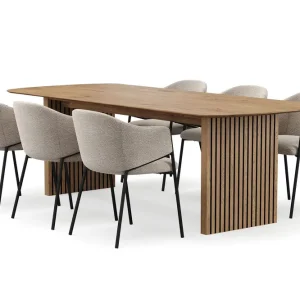 Bark Richeto Matbord 240 cm med 6 Filip Matstolar Naturlig finish / Taupe Bouclé - Möbler Erbjudande