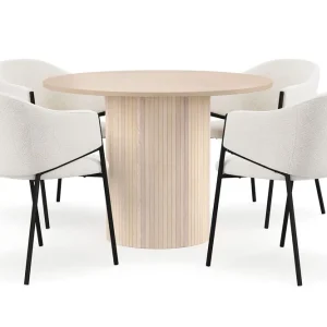 Begränsat antal Bark Kopparbo Matbord 106 cm med 4 Filip Matstolar White / Vit Bouclé - Möbler
