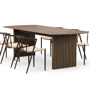 Bark Richeto Matbord 240 cm med 6 Winston Matstolar Rökt ek / Beige / Metallben Rökt ek - Möbler Premium