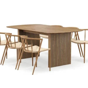 Beställ idag Bark Richeto Matbord 180 cm med 6 Winston Matstolar Naturlig finish / Beige / Metallben Ek - Möbler