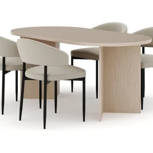 Dano Matbord 180 cm med 4 Sawako Matstolar Travertin / Beige - Möbler Sänkt pris