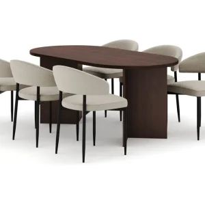 Dano Matbord 180 cm med 6 Sawako Matstolar Valnöt / Beige - Möbler Sänkt pris