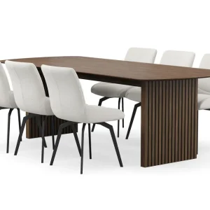 Bark Richeto Matgrupp 240 cm med 6 Mora Snurrstolar Rökt ek/Ljusbeige - Möbler Billigare
