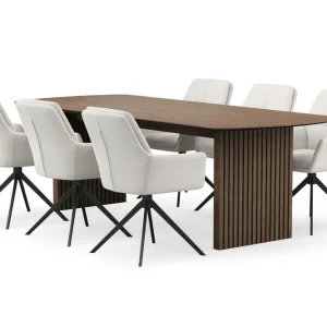 Bark Richeto Matgrupp 240 cm med 6 Torsby Snurrstolar Rökt ek/Ljusbeige - Möbler Snabb leverans