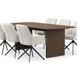 Bark Richeto Matgrupp Rökt Ek 210 cm med 6 Torsby Snurrstolar Rökt ek/Ljusbeige - Möbler Kampanjpris