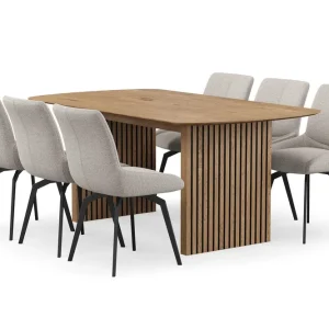 Köp online Bark Richeto Matgrupp 180 cm med 6 Mora Snurrstolar Naturlig finish/Mörkbeige - Möbler
