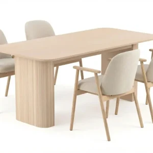 Bark Kopparbo Matbord 180-240 cm Förlängningsbart med 4 Reciclar Matstolar - Möbler Utförsäljning