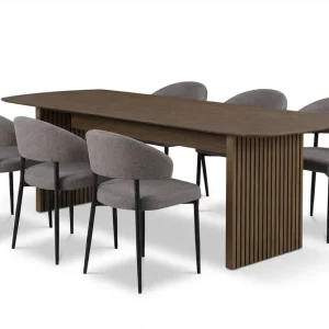 Bark Richeto Matbord Rökt Ek 240 cm med 6 Sawako Greige Stolar Rökt ek/Greige - Möbler Trygg betalning
