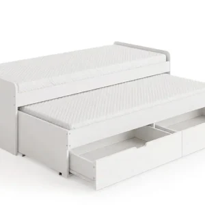 Basic Home Granvik Sängram 90x200 cm utdragbar med extrasäng och förvaring inklusive 2 madrasser Vit - Möbler Nedsatt pris