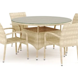 Trygg betalning Comfort Garden Thor utomhus rund matgrupp 140 cm med 4 Thor Light utefåtöljer Beige - Utemöbler & utemiljö