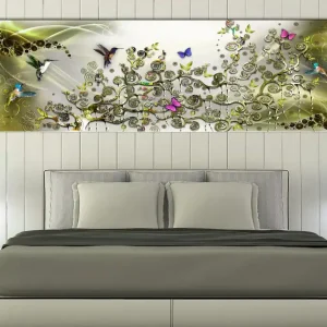 Snabb frakt TAVLA Hummingbirds Dance (1 Part) Green Narrow 135x45 - Inredning & dekor