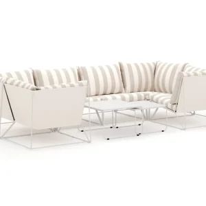 Utförsäljning Comfort Garden Usteryd utomhus U-soffa 6-sits med stängt avslut Beige/Striped - Utemöbler & utemiljö