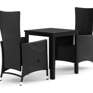 Billig Comfort Garden Tunis utomhus caféset 70x70 cm med 2 Jenny matstolar Svart/Svart - Utemöbler & utemiljö
