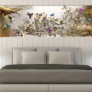 TAVLA Hummingbirds Dance (1 Part) Gold Narrow 120x40 - Inredning & dekor Outlet