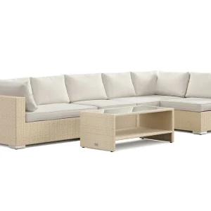 Billigare Comfort Garden Bahamas utomhus loungegrupp 6-sits med vändbar schäslong och bord med hylla Beige - Utemöbler & utemiljö