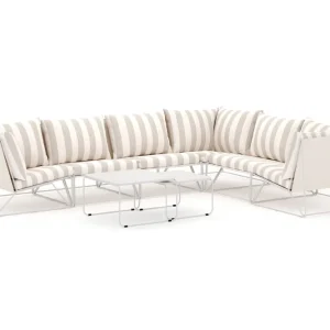Snabb frakt Comfort Garden Usteryd utomhus L-soffa 6-sits vändbar Beige/Striped - Utemöbler & utemiljö