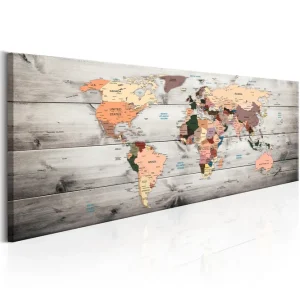 Begränsat antal Tavla World Maps Wooden Travels 150X50 Flerfärgad - Inredning & dekor
