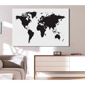 Tavla World Map: Black & White Elegance 90x60 - Inredning & dekor Endast idag