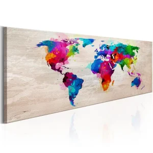 Snabb leverans Tavla World Map: Finesse of Colours 135x45 - Inredning & dekor