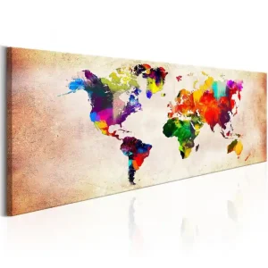 Tavla World Map: Colourful Ramble 120x40 - Inredning & dekor Endast denna vecka