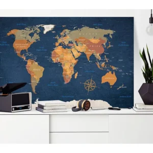 Begränsat erbjudande Tavla World Map: Ink Oceans 60x40 - Inredning & dekor